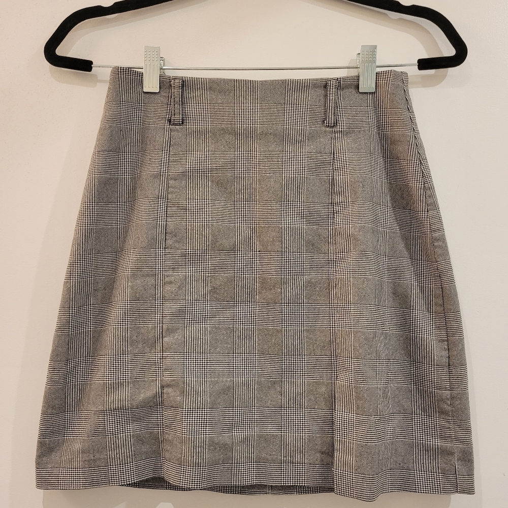 Twik Plaid Side Slit Mini Skirt